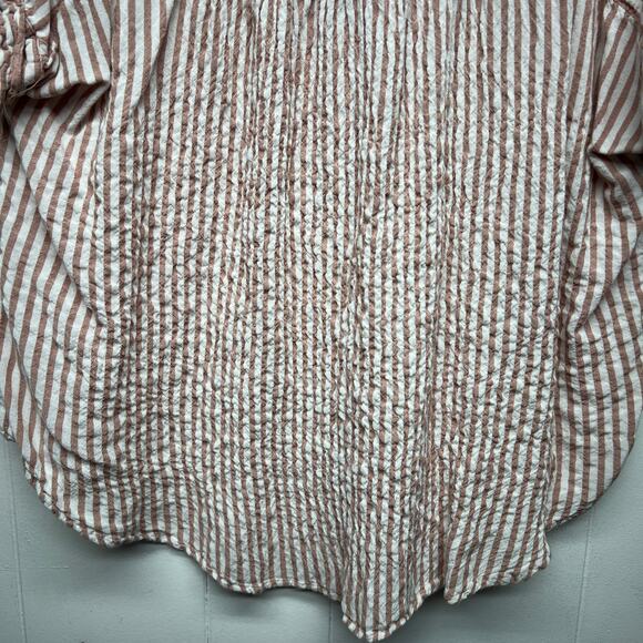 Jane & Delancey Striped Button Front Women's Short Sleeve Top Size Medium - Picture 8 of 12